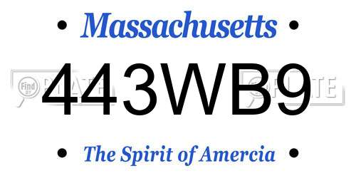 443WB9 Massachusetts License Plate