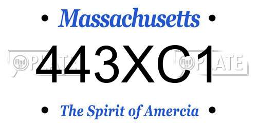 443XC1 Massachusetts License Plate