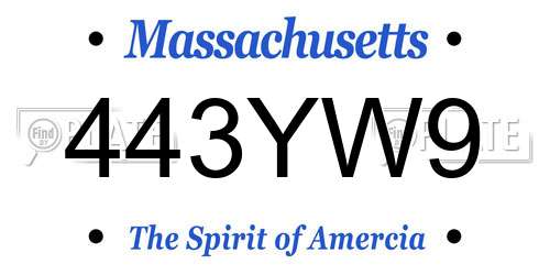 443YW9 Massachusetts License Plate