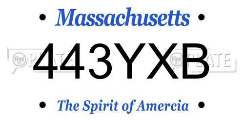 443YXB Massachusetts License Plate