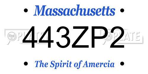 443ZP2 Massachusetts License Plate