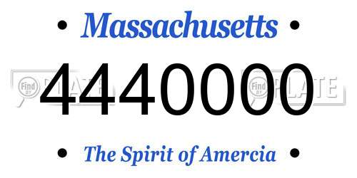 4440000 Massachusetts License Plate