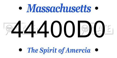 44400D0 Massachusetts License Plate
