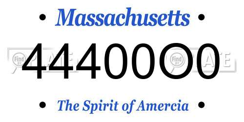 44400O0 Massachusetts License Plate