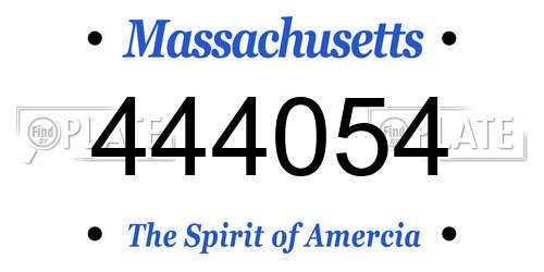 444054 Massachusetts License Plate