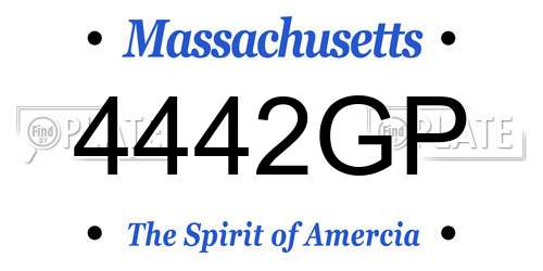 4442GP Massachusetts License Plate