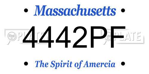 4442PF Massachusetts License Plate