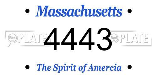 4443 Massachusetts License Plate