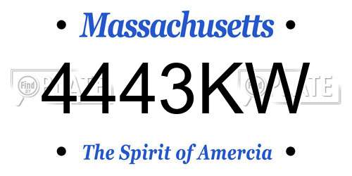 4443KW Massachusetts License Plate