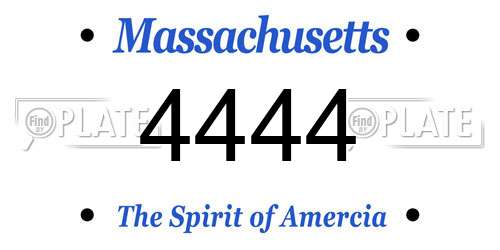 4444 Massachusetts License Plate