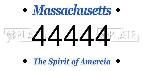 44444 Massachusetts License Plate