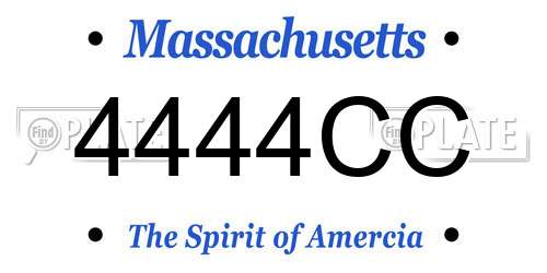 4444CC Massachusetts License Plate