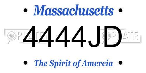 4444JD Massachusetts License Plate