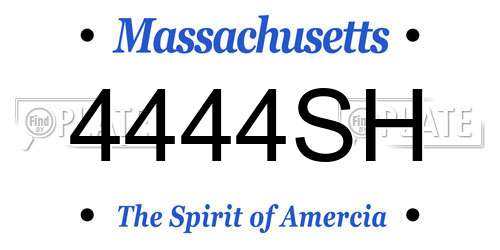 4444SH Massachusetts License Plate