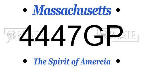 4447GP Massachusetts License Plate