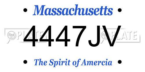 4447JV Massachusetts License Plate