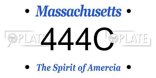 444C Massachusetts License Plate