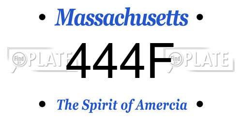 444F Massachusetts License Plate