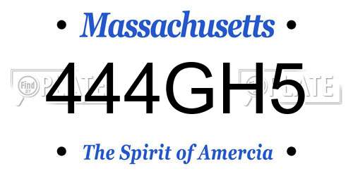 444GH5 Massachusetts License Plate