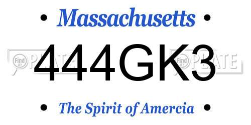 444GK3 Massachusetts License Plate