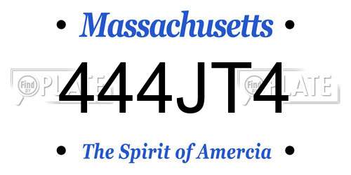 444JT4 Massachusetts License Plate