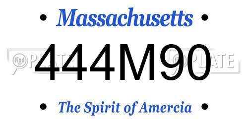 444M90 Massachusetts License Plate