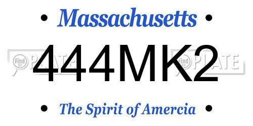 444MK2 Massachusetts License Plate