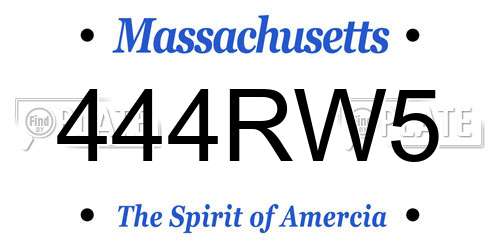 444RW5 Massachusetts License Plate