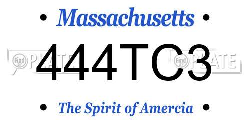 444TC3 Massachusetts License Plate