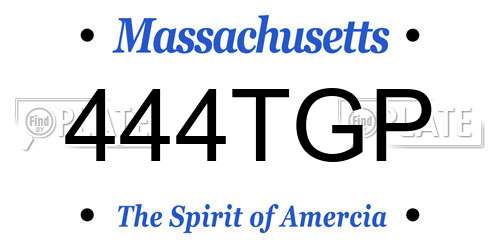 444TGP Massachusetts License Plate