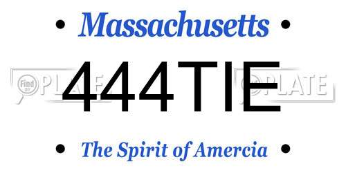 444TIE Massachusetts License Plate