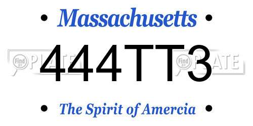 444TT3 Massachusetts License Plate