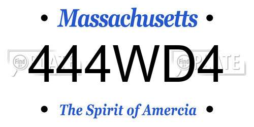 444WD4 Massachusetts License Plate