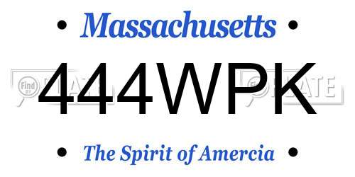 444WPK Massachusetts License Plate