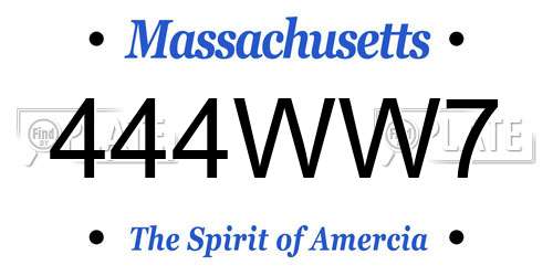 444WW7 Massachusetts License Plate