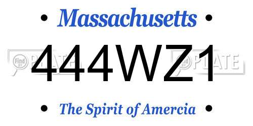 444WZ1 Massachusetts License Plate