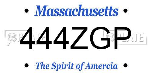 444ZGP Massachusetts License Plate
