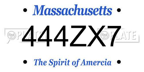 444ZX7 Massachusetts License Plate