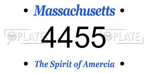 4455 Massachusetts License Plate