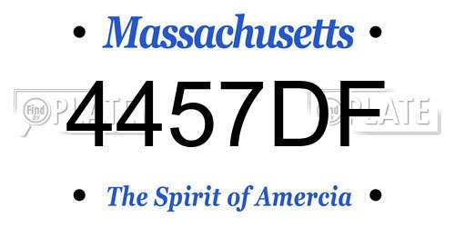 4457DF Massachusetts License Plate