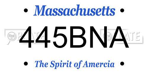 445BNA Massachusetts License Plate