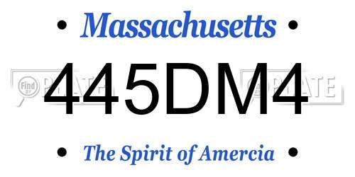 445DM4 Massachusetts License Plate