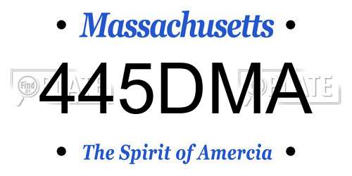 445DMA Massachusetts License Plate