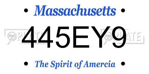 445EY9 Massachusetts License Plate
