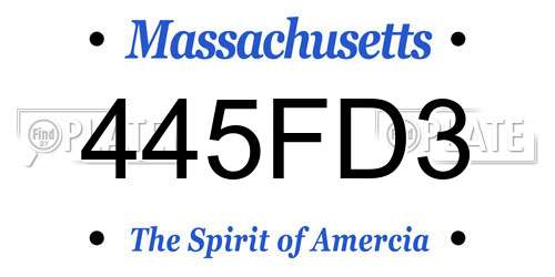 445FD3 Massachusetts License Plate
