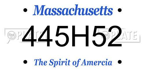 445H52 Massachusetts License Plate