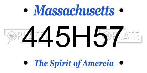 445H57 Massachusetts License Plate
