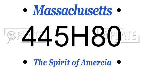 445H80 Massachusetts License Plate