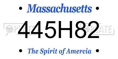 445H82 Massachusetts License Plate