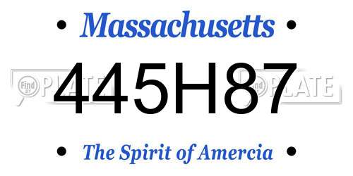 445H87 Massachusetts License Plate